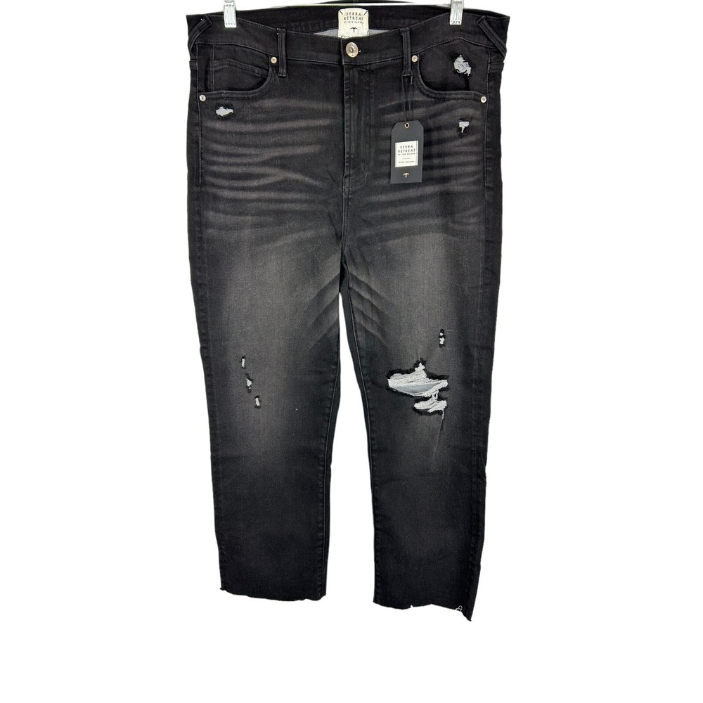 Serra Retreat Women's Dume High-Rise Straight-Leg Jeans Carbon Beach Size 16